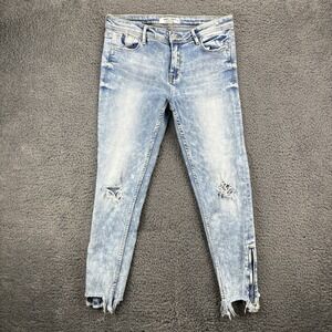 Almost Famous Jeans Women 9 (29x24) Mid Rise‎ Crop Distressed Taper